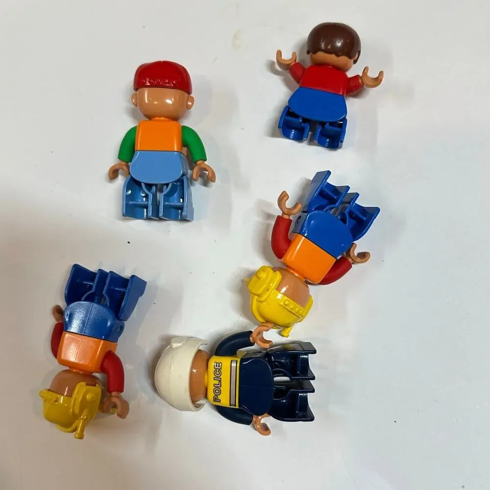 Lot of 5 Duplo Mini Figures People Men Workers Boy Helmet - Picture 2 of 6